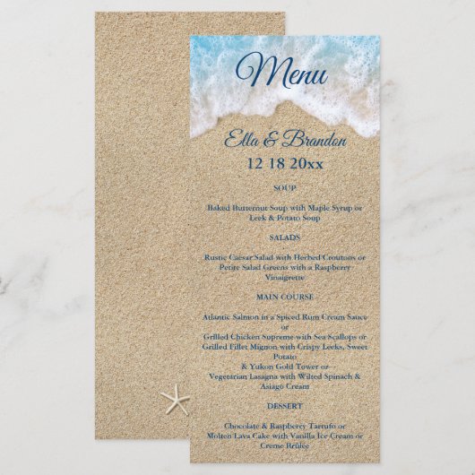 Menu Blue Beach Waves Weddenschap (Voorkant / Achterkant)