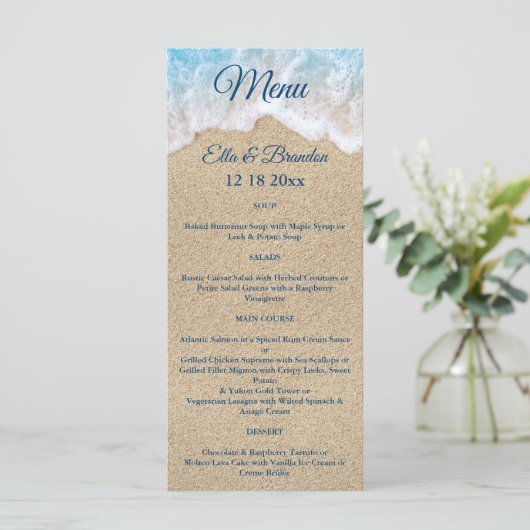 Menu Blue Beach Waves Weddenschap (Staand voorkant)
