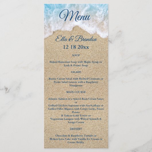 Menu Blue Beach Waves Weddenschap (Voorkant)