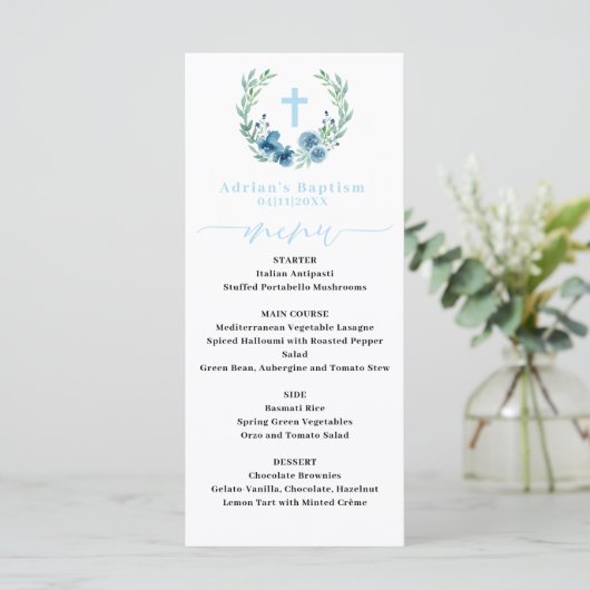 Menu Blue Boy Baptism (Staand voorkant)
