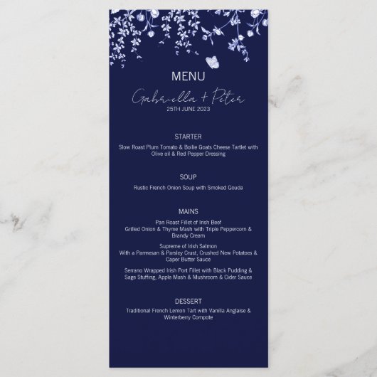 Menu Blue Chinoiserie Wedding (Voorkant)