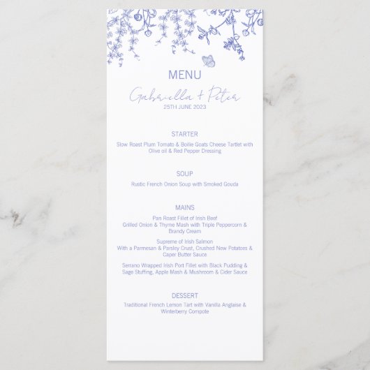 Menu Blue Chinoiserie Wedding (Voorkant)