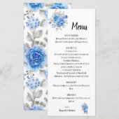 Menu Blue Flowers Wedding Vrijgezellenfeest (Voorkant / Achterkant)