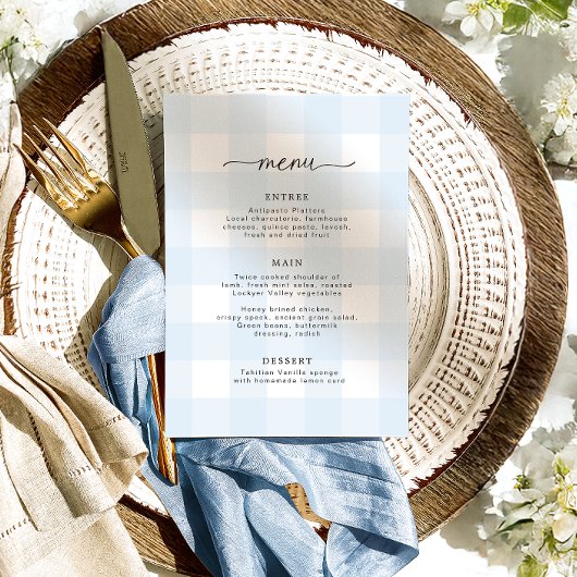 Menu Blue Gingham