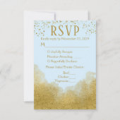 Menu Blue Gold Confetti RSVP Wedding Response Meal (Voorkant)