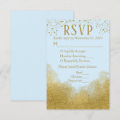 Menu Blue Gold Confetti RSVP Wedding Response Meal (Voorkant / Achterkant)