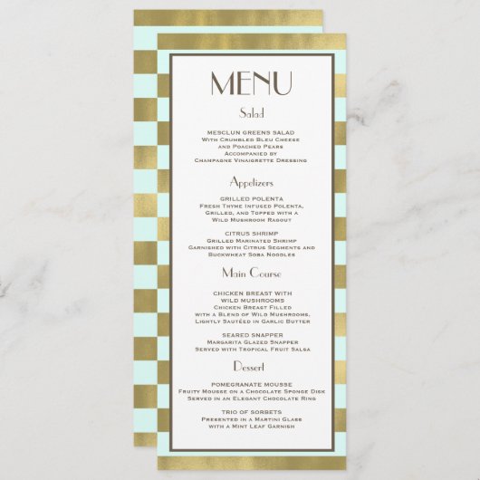 Menu Blue Gold Foil Stripes (Voorkant / Achterkant)