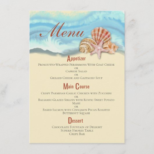 Menu Blue Ocean Wave 4,5 x 6,25 inch (Voorkant)