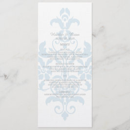 Menu Blue Subtle Damask Wedding