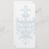 Menu Blue Subtle Damask Wedding (Voorkant / Achterkant)