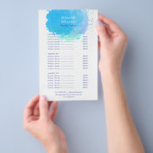 Menu Blue Waterverf Splash Salon Service (Hand)