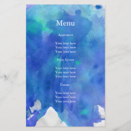 Menu Blue Waterverf Wedding