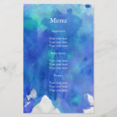 Menu Blue Waterverf Wedding (Voorkant)