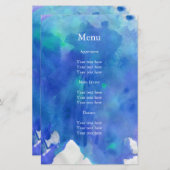 Menu Blue Waterverf Wedding (Voorkant / Achterkant)