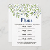 Menu Blueberry Foliage Menu Invoegen 2 (Voorkant / Achterkant)