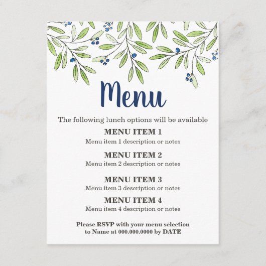 Menu Blueberry Foliage Menu Invoegen 2 (Voorkant)