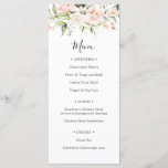 Menu Blush and Greenery Wedding Shower<br><div class="desc">Een menukaart die perfect is voor een luncheon bruiloft of baby shower. Met waterverf bloemen en groen. Pas de menutekst aan voor een brunch,  luncheon of diner.</div>