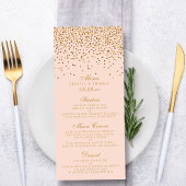 Menu Blush Pink & Gold Confetti Wedding