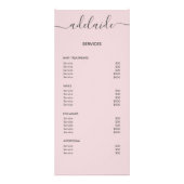 Menu Blush Pink Hair Salon Price List Service (Achterkant)