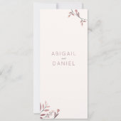 Menú boda boho chic ramas hojas rojo (Achterkant)