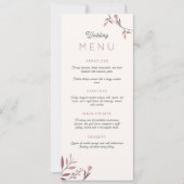 Menú boda boho chic ramas hojas rojo (Voorkant)