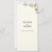 Menú boda flores tropicales bohemio clásico (Achterkant)