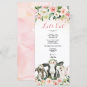 Menu boerderij Animal Floral Girl Baby shower (Voorkant / Achterkant)