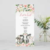 Menu boerderij Animal Floral Girl Baby shower (Staand voorkant)