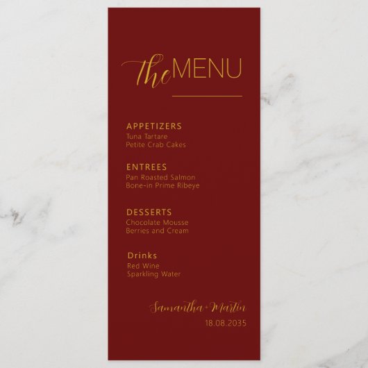 Menu Bogundy Minimal Script Wedding (Voorkant)