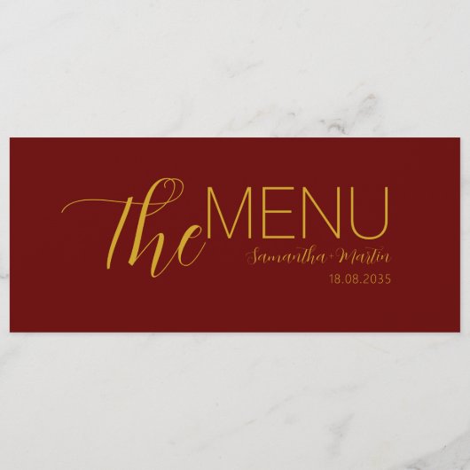 Menu Bogundy Minimal Script Wedding (Achterkant)