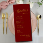 Menu Bogundy Minimal Script Wedding<br><div class="desc">Dit Minimale menu van de Bieden van de manuscripttest is perfect voor u als u een mooi en makkelijk te gebruiken het Dinner Menu van de Weddenschap zoekt. Het menu komt in een basistypografiestijl met een minimalistisch manuscript en een serif aanraking.</div>