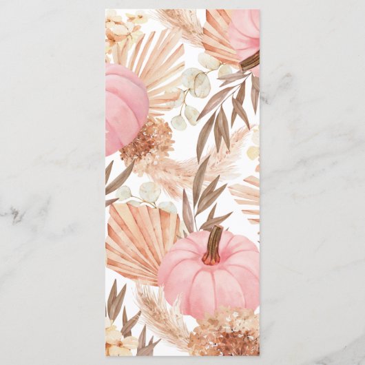 Menú Boho Pampas pink Pumpkin Menu (Achterkant)