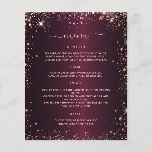 Menu bordeaux roos gold (Voorkant)