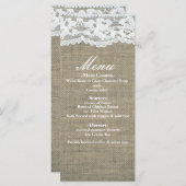 Menu BORlap & Lace Simple Rustic Elegant Wedding (Voorkant / Achterkant)