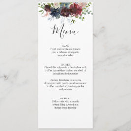 Menu Bourgogne en Blue Floral Wedding