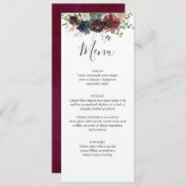 Menu Bourgogne en Blue Floral Wedding (Voorkant / Achterkant)
