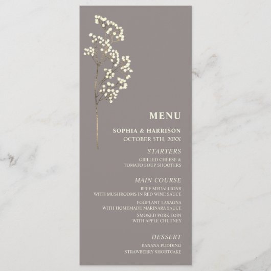 Menu Breath Wedding Menu Gypsophila Amethyst Baby (Voorkant)