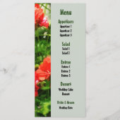 Menu Bright Red Geraniums Weddenschap (Voorkant)