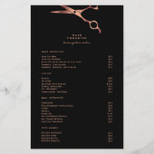Menu brochure zwarte haarSalon Copper Price List (Voorkant)
