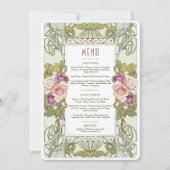 Menu Bruiloft Art Nouveau door Mucha Dinner Kaart (Voorkant)