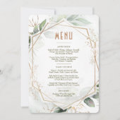 Menu Bruiloft Groen & Goud Geometrisch Kaart (Voorkant)