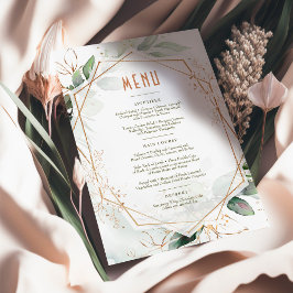 Menu Bruiloft Groen & Goud Geometrisch Kaart