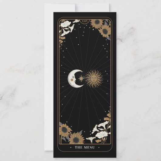 Menu Bruiloft Tarot Zon Maan Receptie Party Kaart (Achterkant)