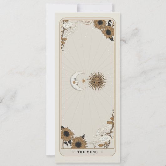 Menu Bruiloft Tarot Zon Maan Receptie Party Kaart (Achterkant)