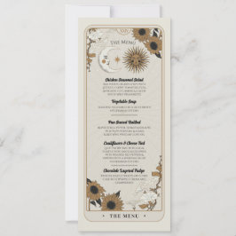 Menu Bruiloft Tarot Zon Maan Receptie Party Kaart