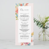 Menu Bruiloft Zomer Bloemen Moderne Receptie (Staand voorkant)