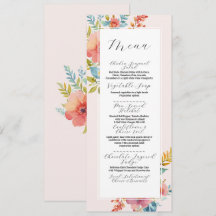 Menu Bruiloft Zomer Bloemen Moderne Receptie