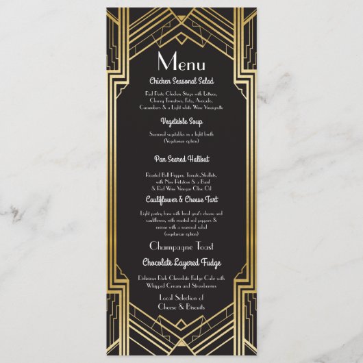 Menu Bruiloftsreceptie Jaren '20 Art Deco (Voorkant)