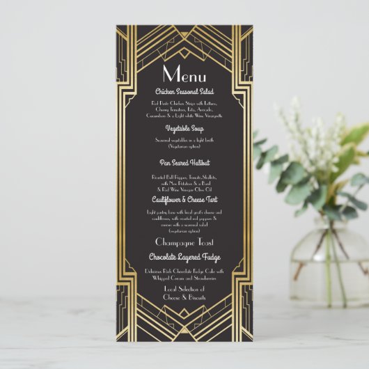 Menu Bruiloftsreceptie Jaren '20 Art Deco (Staand voorkant)