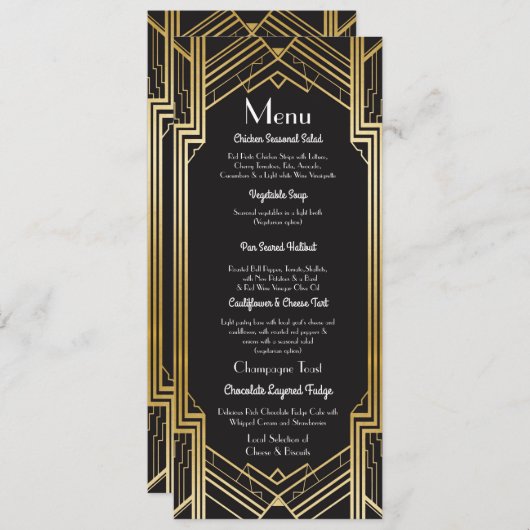 Menu Bruiloftsreceptie Jaren '20 Art Deco (Voorkant / Achterkant)